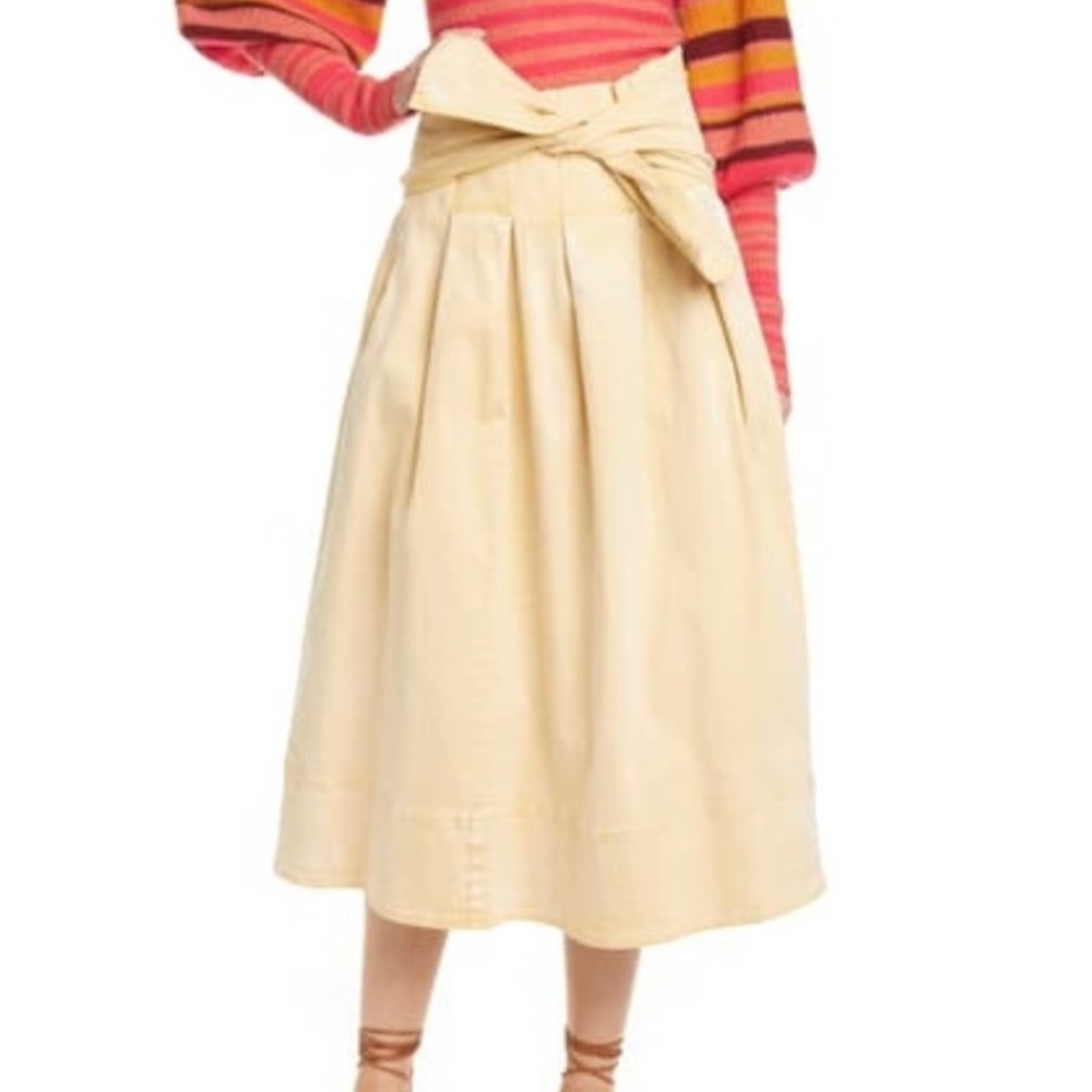 Ulla Johnson Virgil khaki midi skirt